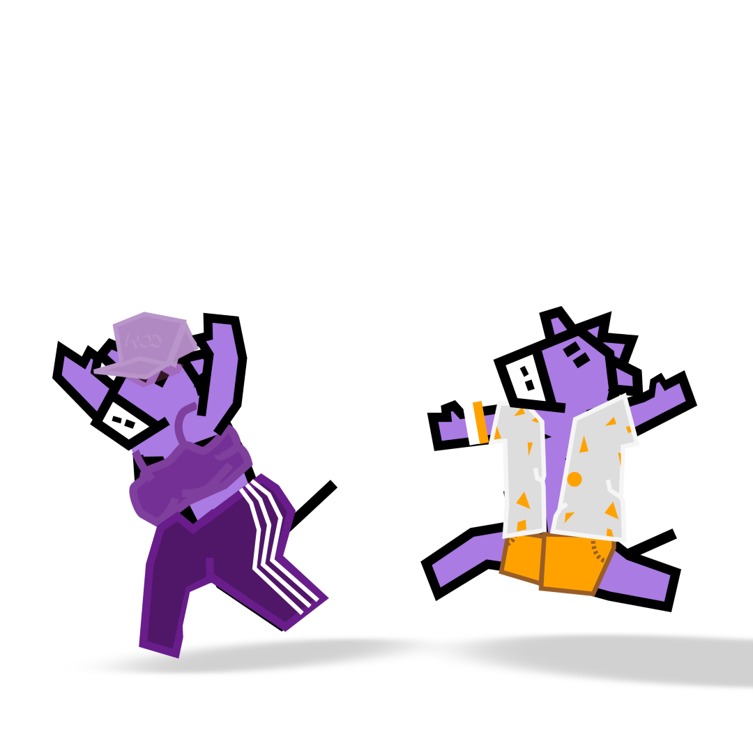 Purple Cow members jumping for joy