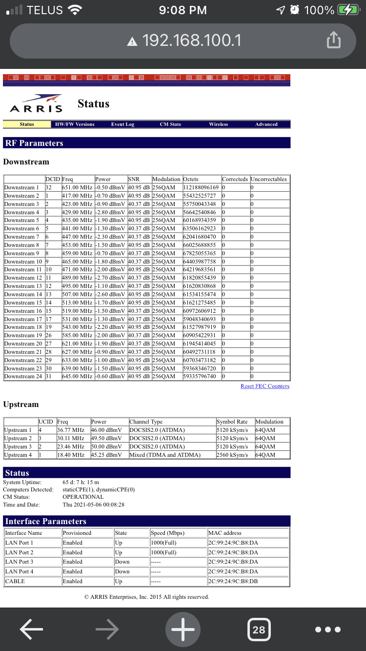Screenshot of power numbers